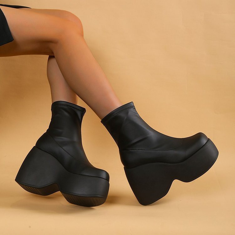 BỐT DA ĐẾ CAO 10CM - HIGH HEEL BOOTS ROCK DARD