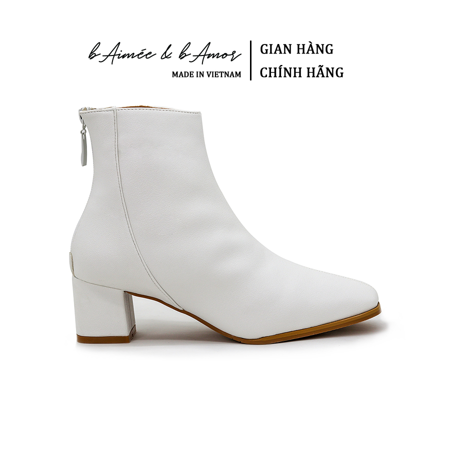 Boot nữ cổ thấp 5p Casual Ankle Boots lót lông da mờ da lộn gót vuông cao gót bAimée & bAmor - MS1711