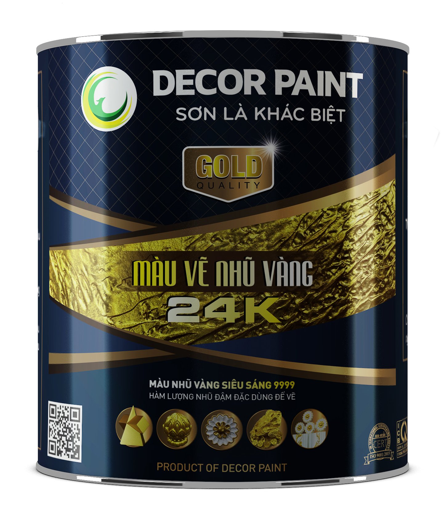 Màu vẽ nhũ vàng 24K Decor Paint siêu đậm đặc loại 1.0Kg