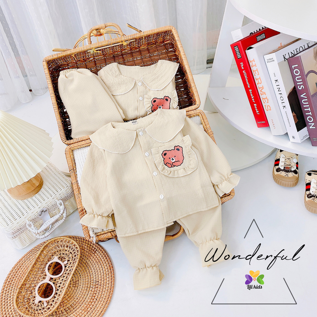 đồ bộ bé gái đồ bộ cho bé mặc nhà chất xốp đũi loại 1 lilikids BDT07