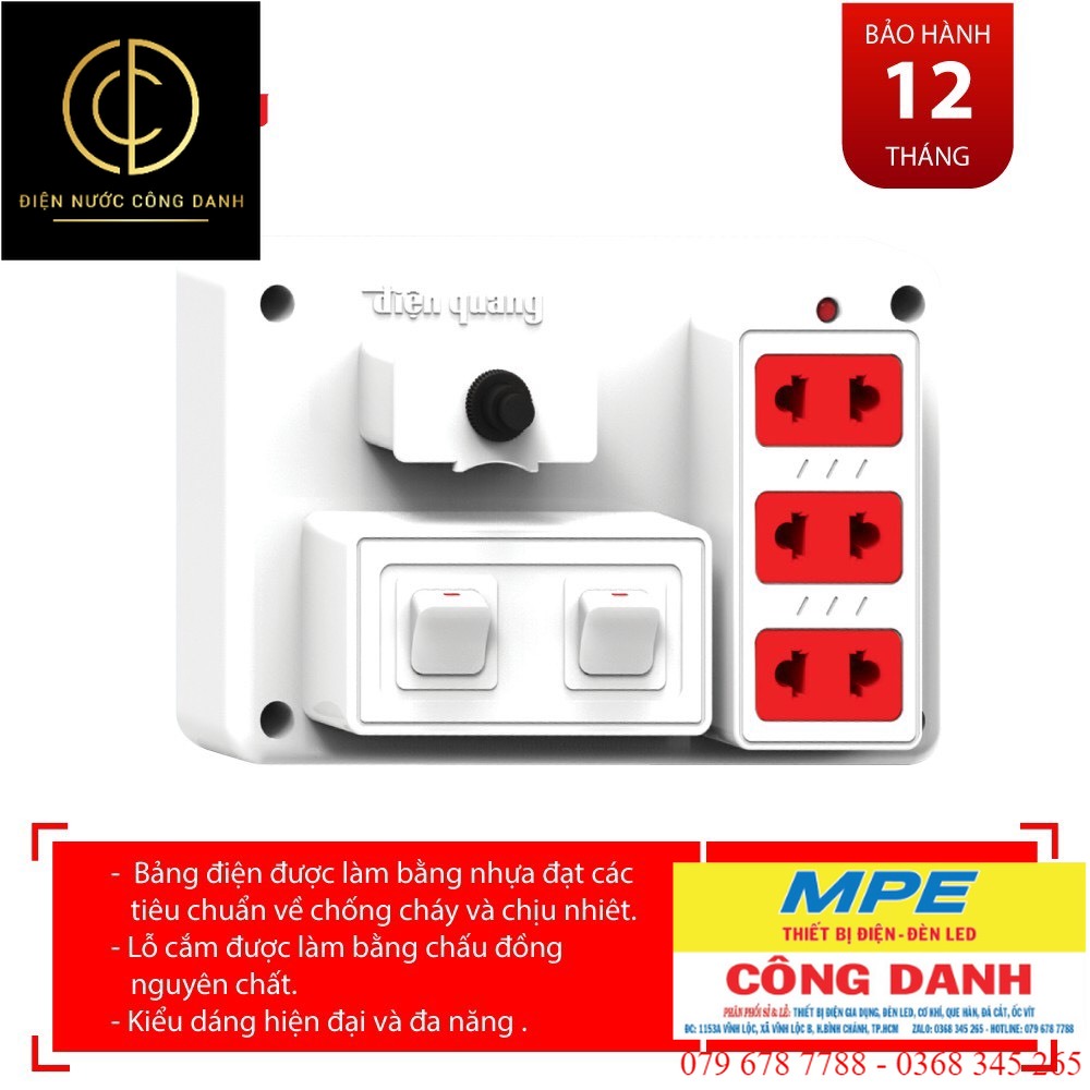 Bảng Điện Nổi Điện Quang 3 VS 2 CÔNG TẮC
