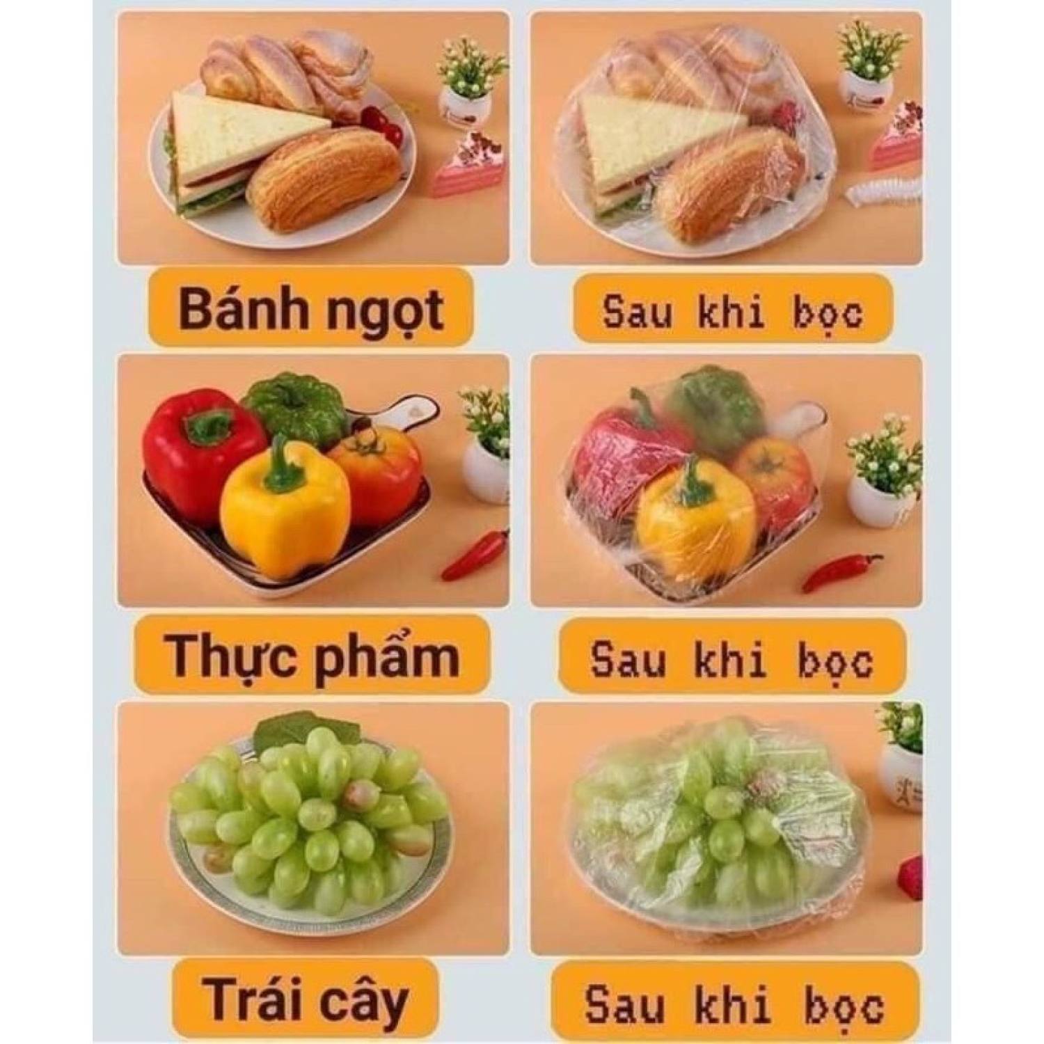 ( bọc thực phẩm gấu )SET 100 TÚI BỌC ĐỒ ĂN THAY MÀNG BỌC THỰC PHẨM