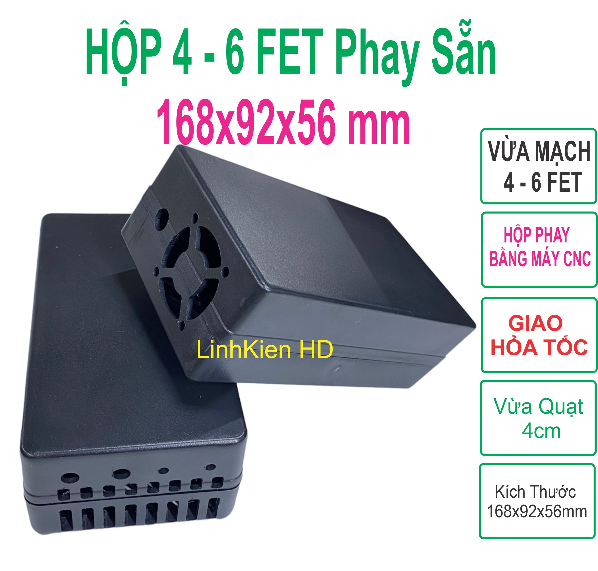 Hộp nhựa 4 fet 6 fet 168x92x56mm khoan sẳn cnc lắp mạch điện