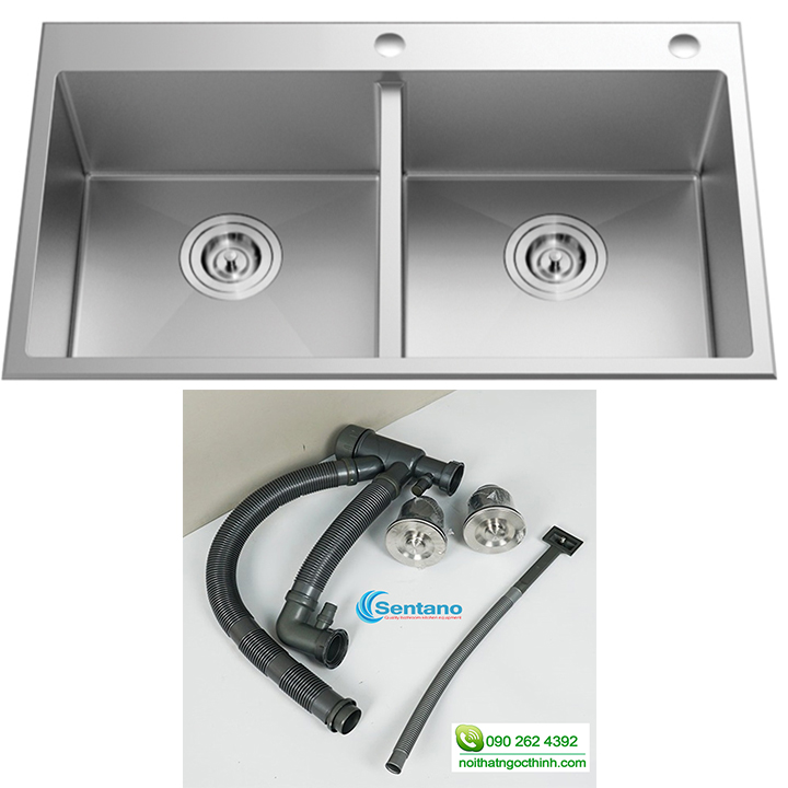 [SALE RẺ] Chậu rửa chén đúc liền khối inox 304( 8245 CÂN) tặng bộ xả chống hôi