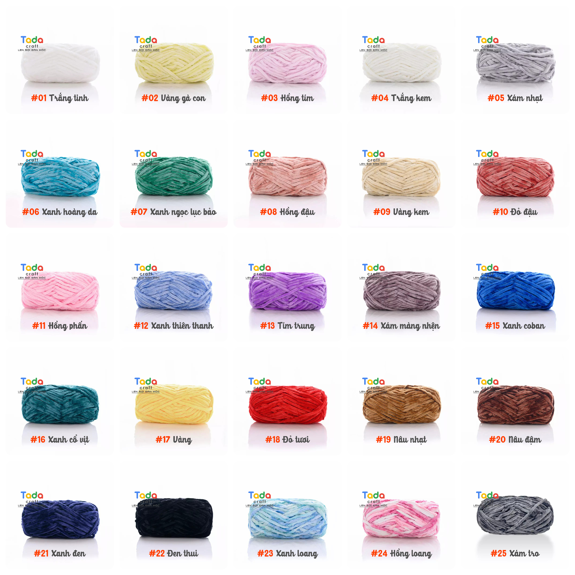 Len Nhung Chenille Sợi Siêu Mềm Mại Cuộn 100gr
