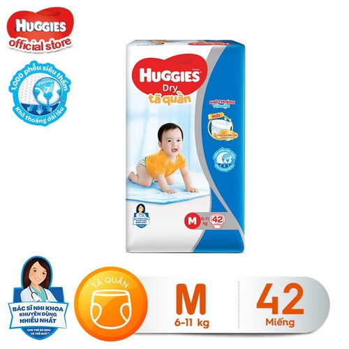 Tã Quần Huggies Dry Size M 42 Miếng (Dành Cho Trẻ 6-11kg)