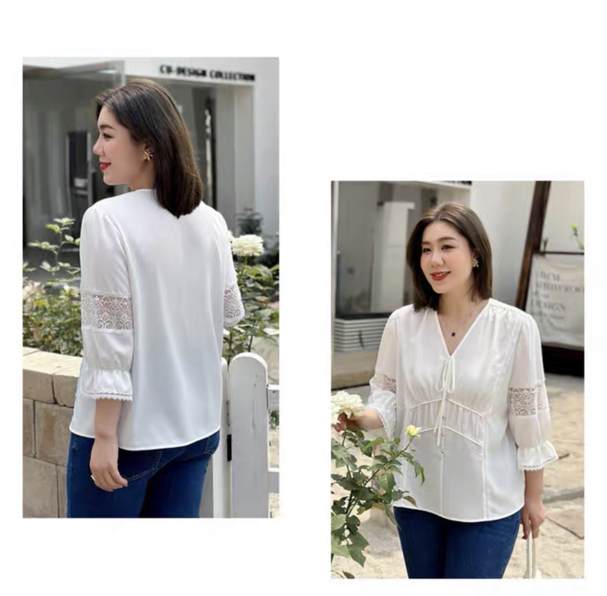 áo kiểu phối ren bigsize nữ tính - G31823