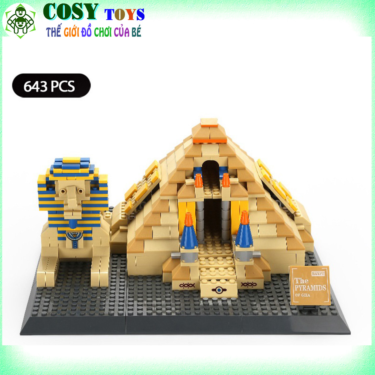Đồ chơi lắp ghép xếp hình Building Mô hình Kim tự tháp Ai Cập GIZA mẫu lớn với 643 mảnh ghép