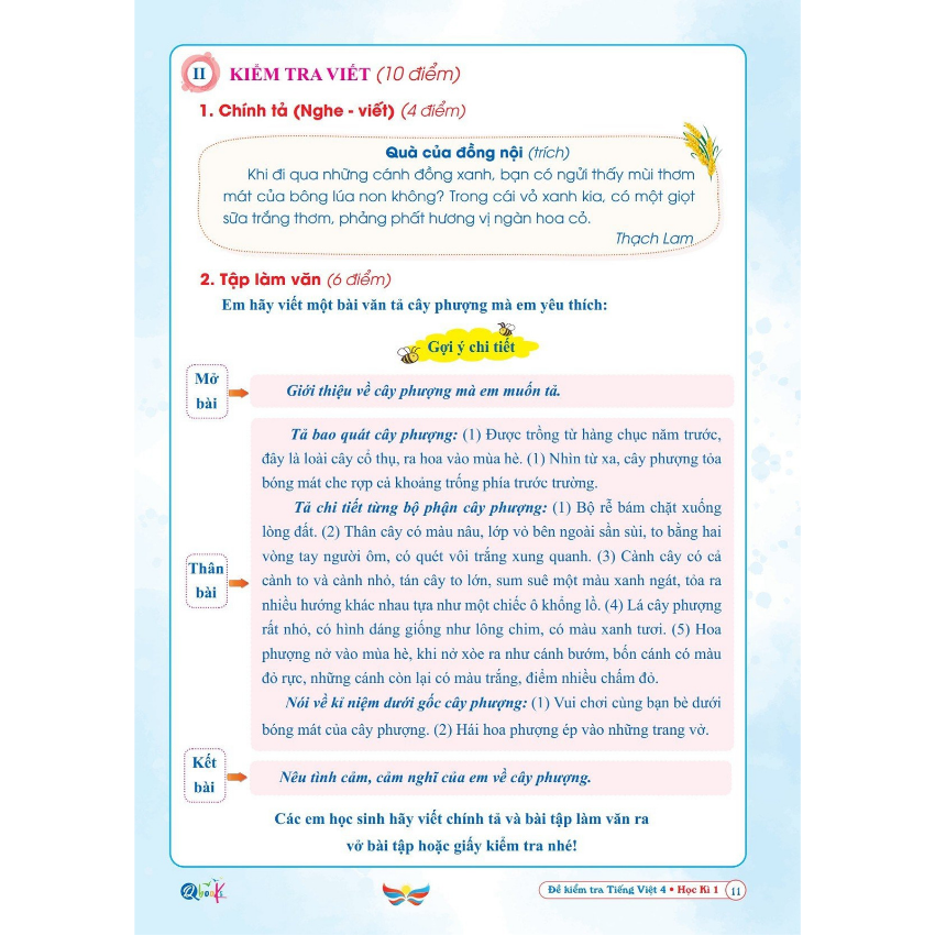 SÁCH - [ Lớp 4 - hk1 ] - Cánh diều - Đề kiểm tra tiếng việt 4 hk1