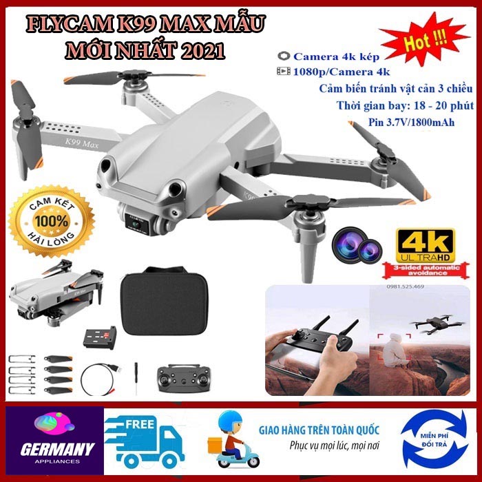 Mua flycam mini giá rẻ, Mua flycam mini, Máy bay điều khiển từ xa kết nối wifi, Flycam mini 4k/1080p HD, Máy bay điều khiển từ xa K99 MAX có cảm biến 3 chiều, pin 1800mAh bay liên tục 20 phút, Nhào lộn 360, Flycam giá rẻ, Máy bay flycam giá rẻ