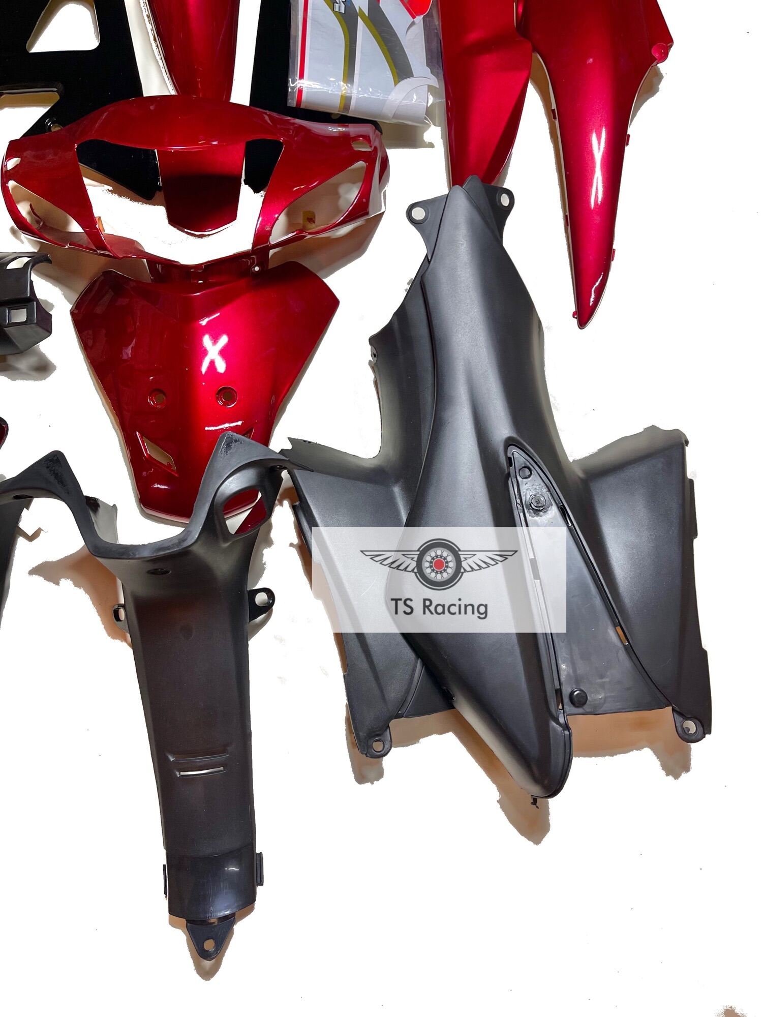 Dàn áo wave s100 màu đỏ đô - tặng team 3 lớp