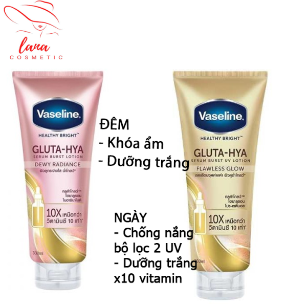 (Tuýp to-Hàng siêu thị Thái)Dưỡng thể Vaseline Healthy Bright Gluta HYA Serum Burst Lotion 10X Thái Lan nhập khẩu
