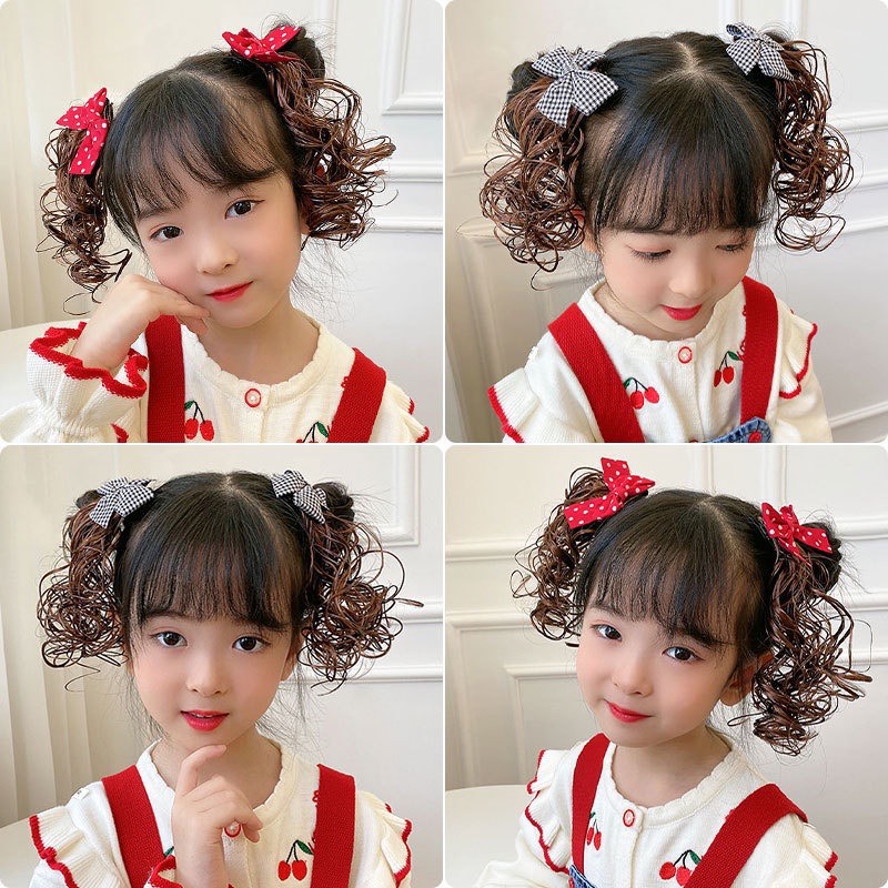 Set 2 kẹp tóc giả nơ cho bé, tóc giả cho bé gài