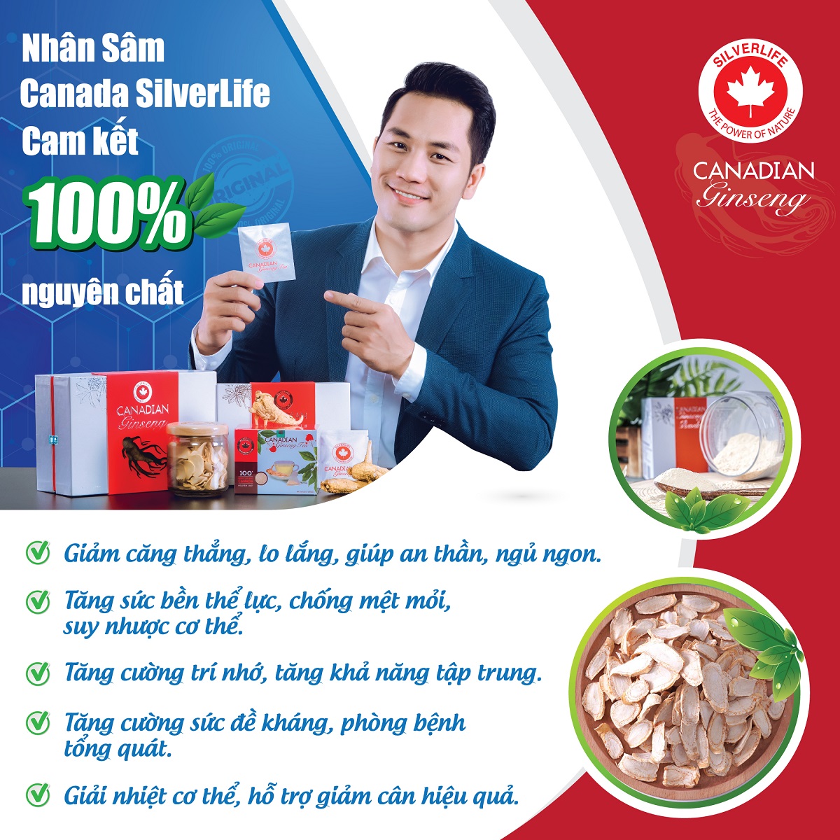 Nhân sâm Canada SilverLife Slice | Nhân Sâm Khô Cắt Lát Tiện Dụng