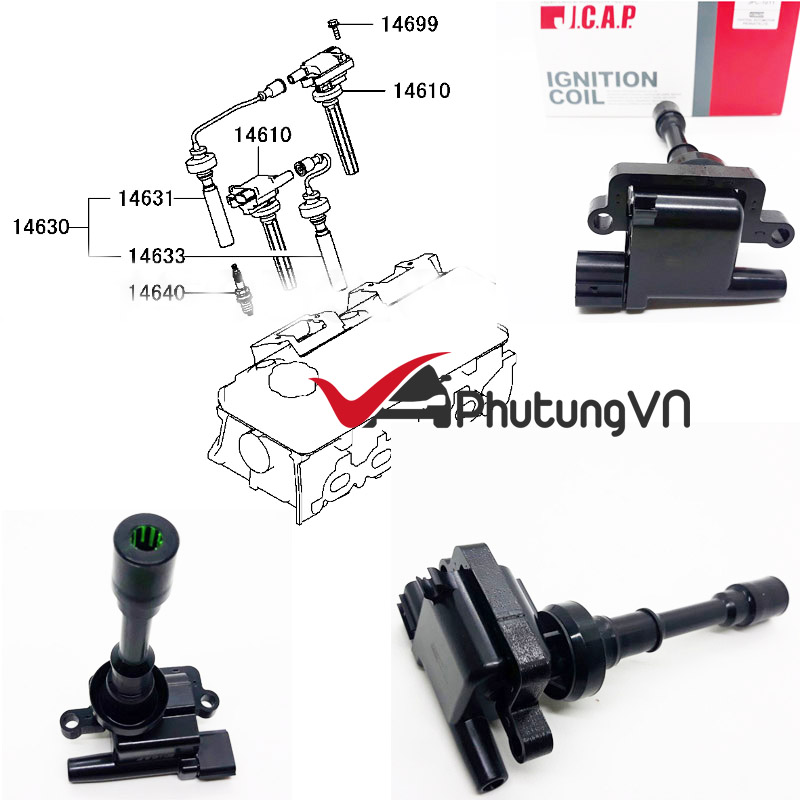 Mobin Mitsubishi Lancer,Mô bin đánh lửa Mitsubishi Lancer MD361710 - Hàng chính hãng -JCAP- Nhật Bản -Bảo hành 6 tháng