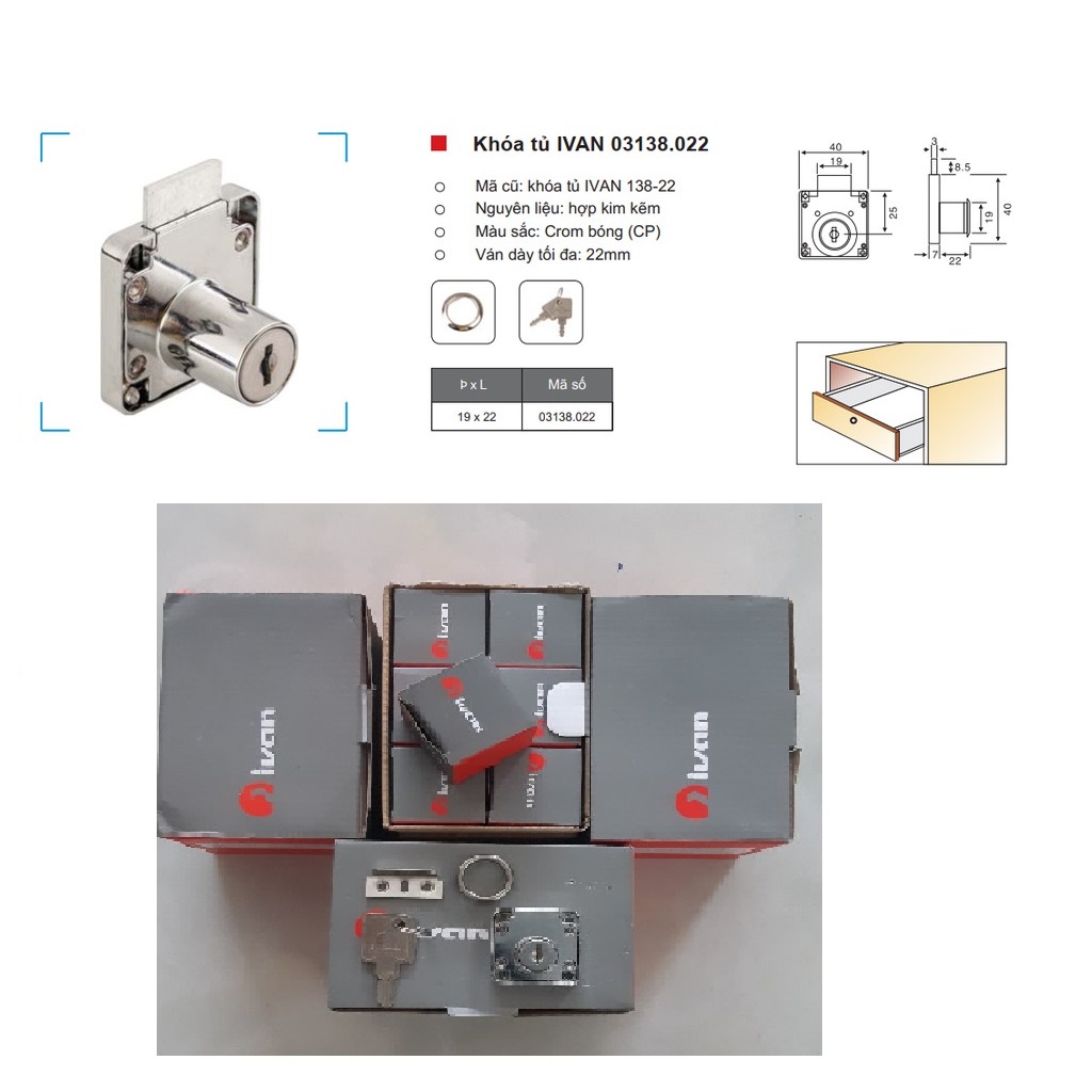 Khóa tủ vuông IVAN Locker Cabinet