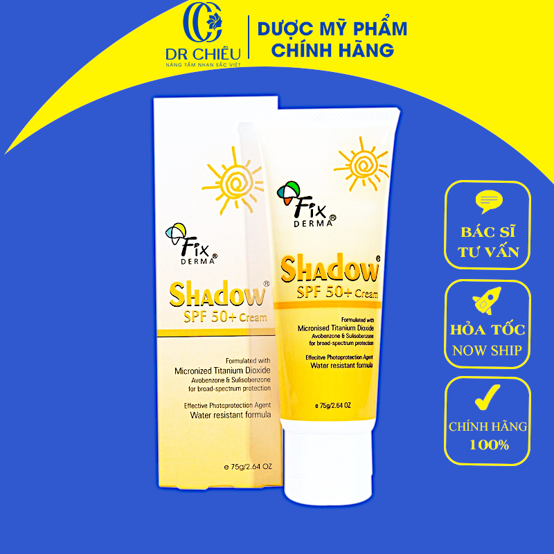 Kem Chống Nắng Shadow - Gel Chống Nắng Shadow cho da mặt và toàn thân fixderma SPF 50+, SPF 30+ (75g)
