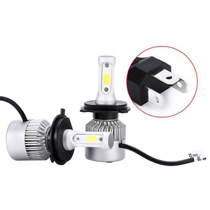 (GIÁ 1 CHIẾC) ĐÈN PHA LED 3 TIM CHÂN H4 SIÊU SÁNG, ĐÈN PHA XE MÁY, ĐÈN PHA C6 3 TIM SIÊU SÁNG