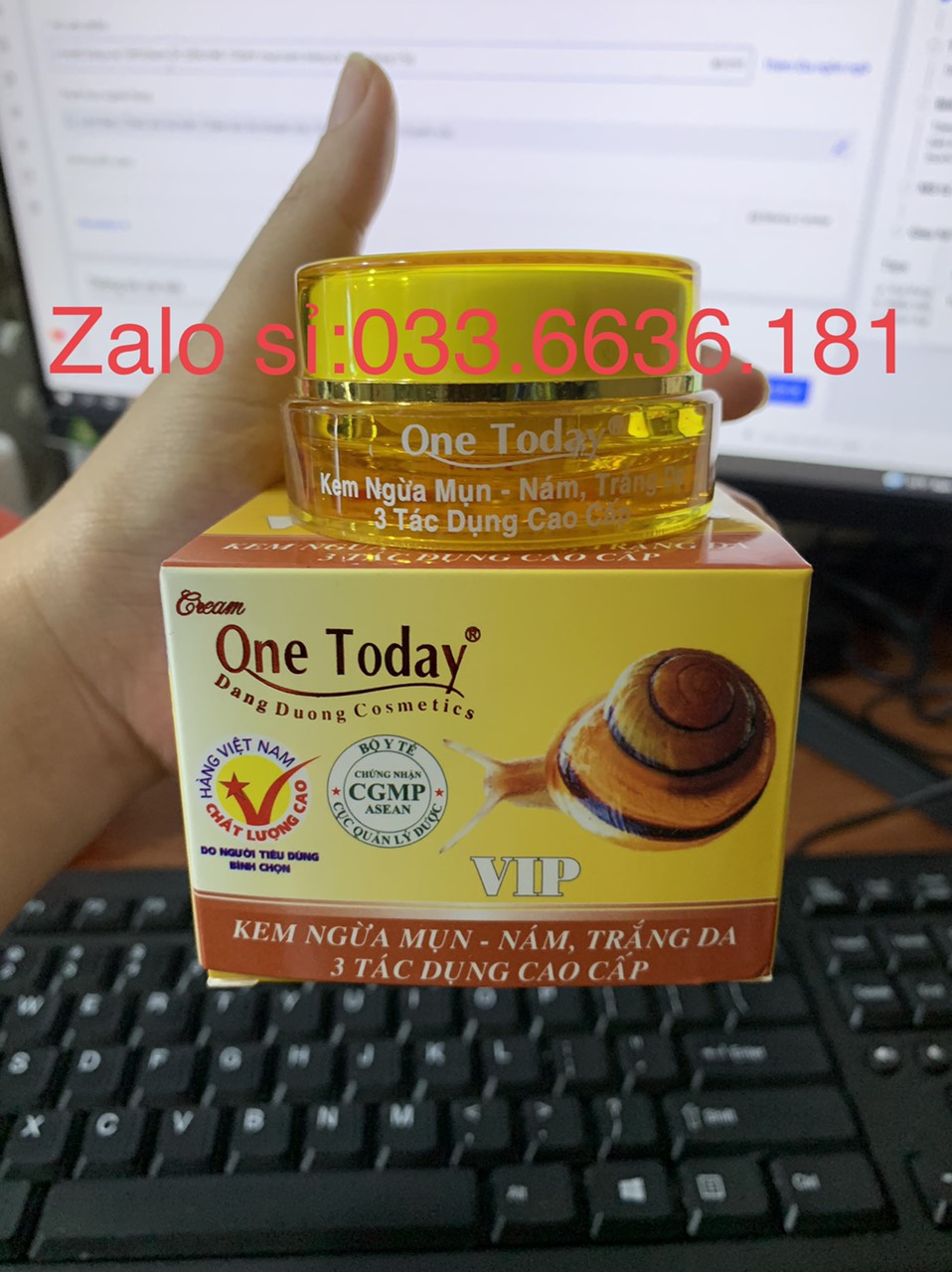 [ chuẩn hàng cty 100%] kem ỐC SÊN ONE TODAY hết mụn-nám-trắng da 3 tác dụng hủ 15g