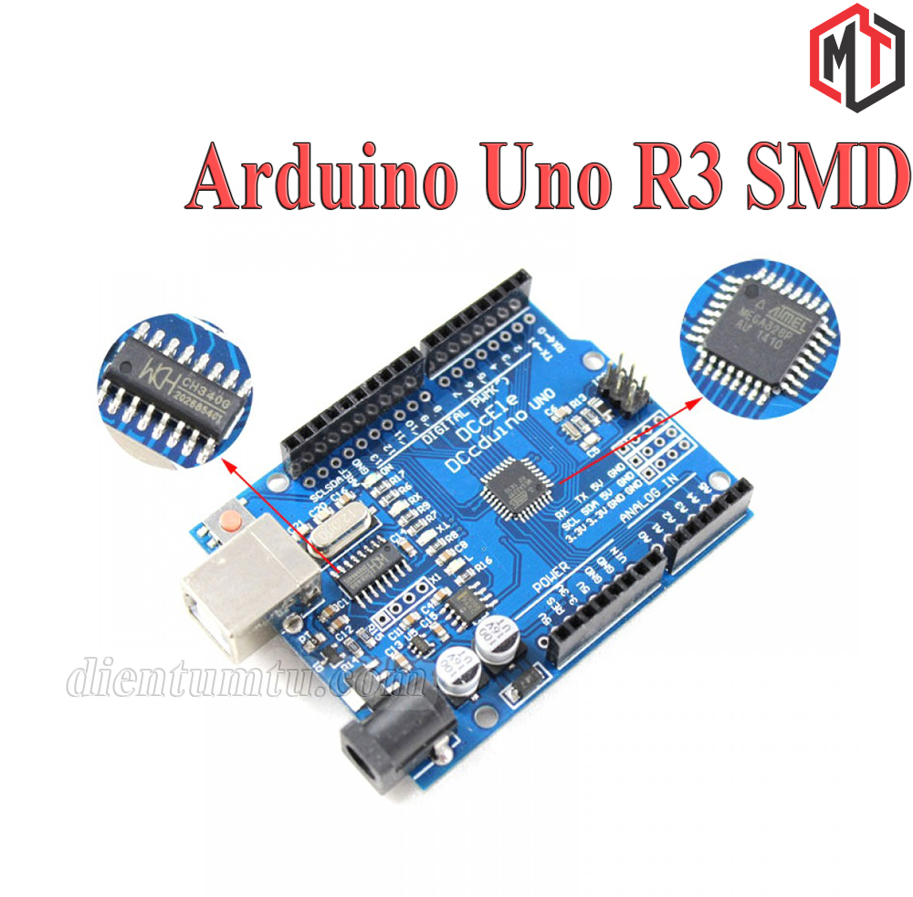 Arduino Uno R3 ATmega328P CH340 (SMD - Chip Dán) - Tặng Kèm Cáp