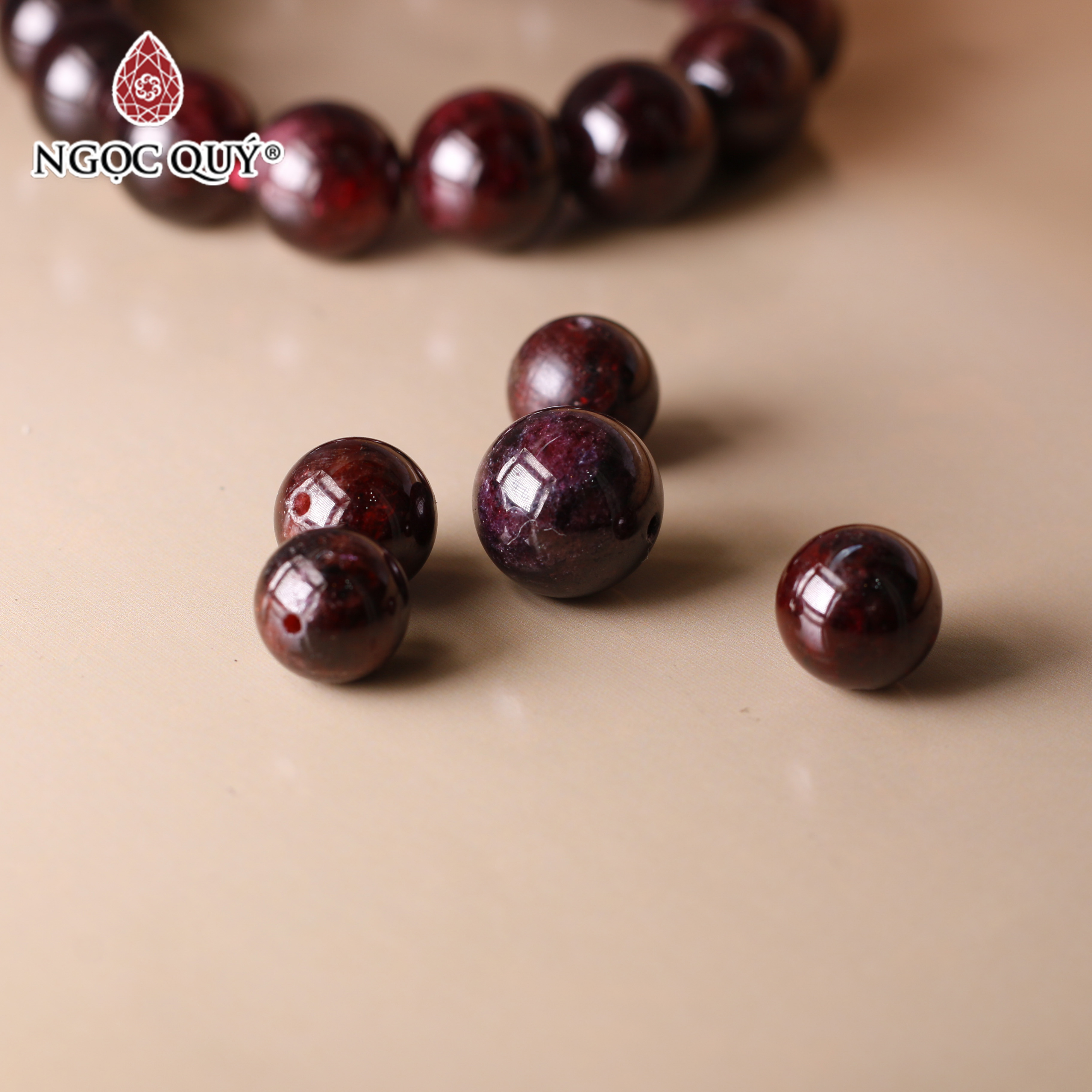 Hạt lẻ đá Garnet hồng lựu - Ngọc Quý