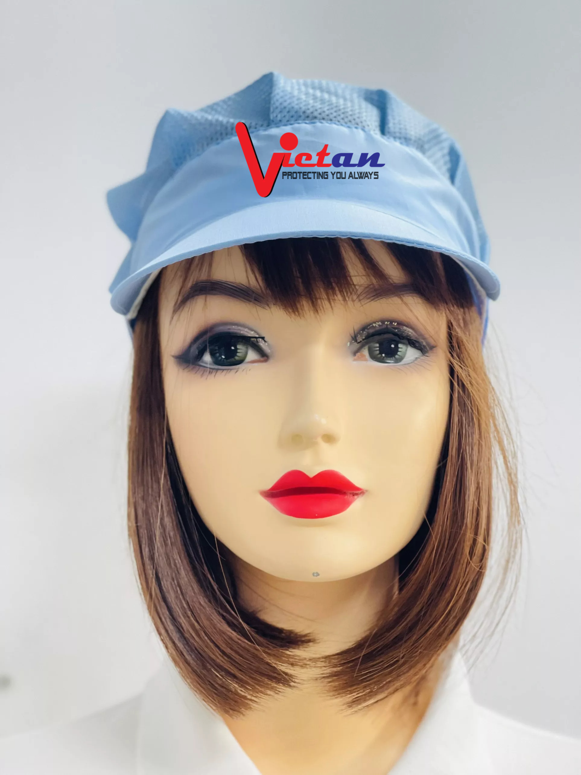 Nón vải kết lưới trùm tóc công nhân thực phẩm - Mũ trùm tóc y tế, bảo hộ màu xanh