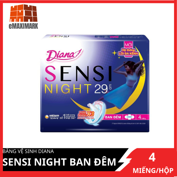 Băng vệ sinh Diana Sensi Night Ban Đêm 29cm 4 miếng/gói nhập khẩu