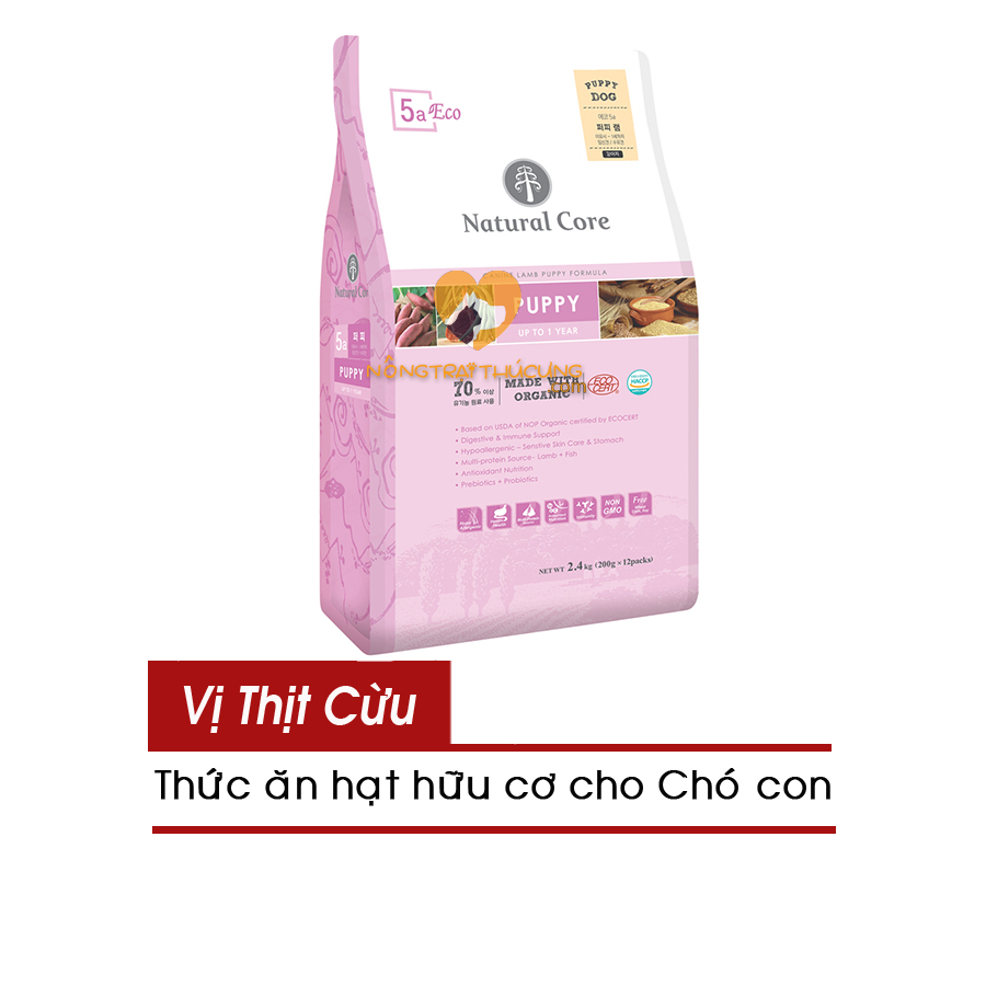 Thức ăn hạt hữu cơ natural core puppy cho chó con - vị thịt cừu 1kg/ 2.4kg - gói nguyên hãng -
