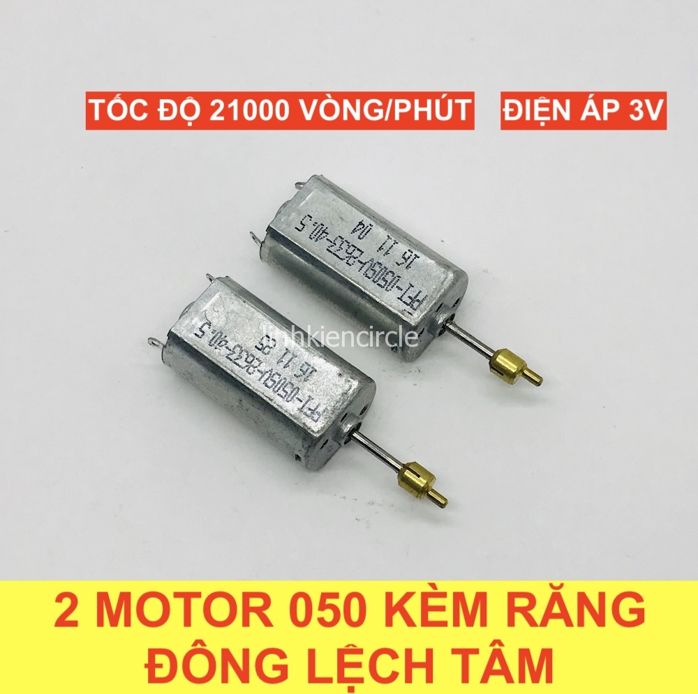 2 Motor mini 050 3V kèm bánh đồng lệch tâm tốc độ cao 21000 RPM chất lượng cao - LK0275