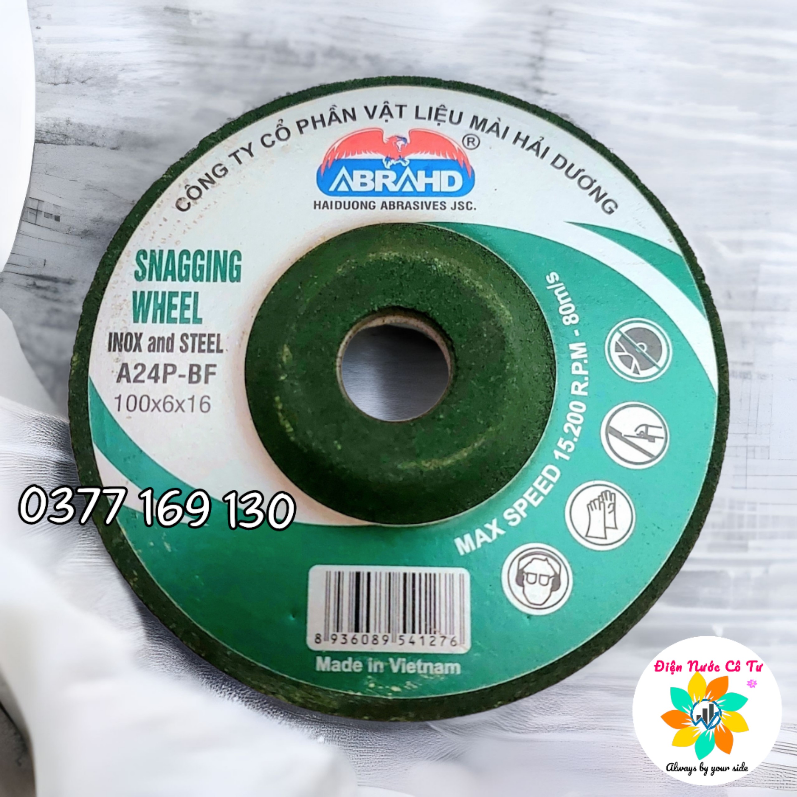 10 viên Đá cắt sắt inox 1 tấc Hải Dương Xanh