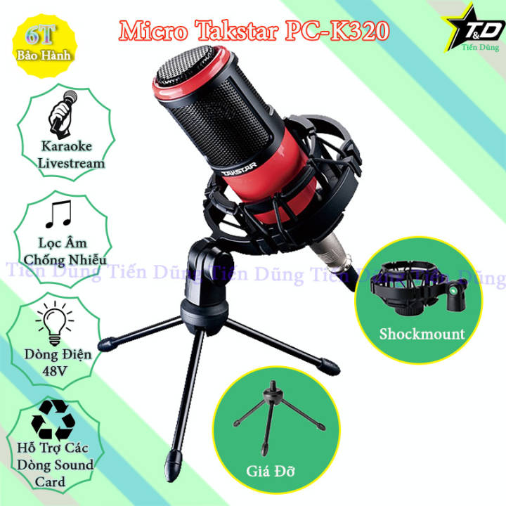 Mic thu âm Takstar PC-K320 chạy nguồn 48v sử dụng cho các sound card để thu âm hoặc livestream chất lượng âm thanh tuyệt vời