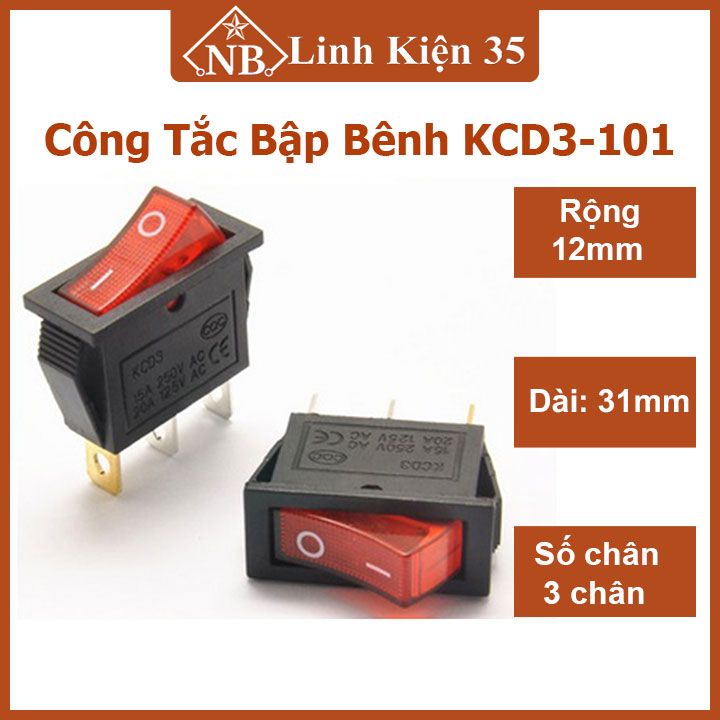 Công tắc bập bênh kcd3-101 16a/250v dùng trong ổ điện