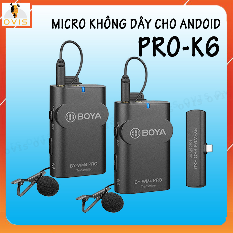 Micro Cài Áo Không Dây Cổng Type-C Cho Smartphone Android | Boya BY-WM4 Pro-K5 / Pro-K6