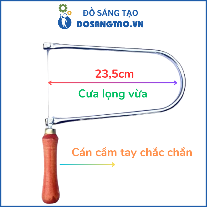 Cưa Lọng Vừa cầm tay gọn nhẹ làm đồ thủ công, chiều sâu 23.5cm được tặng kèm 1 lưỡi cưa chỉ