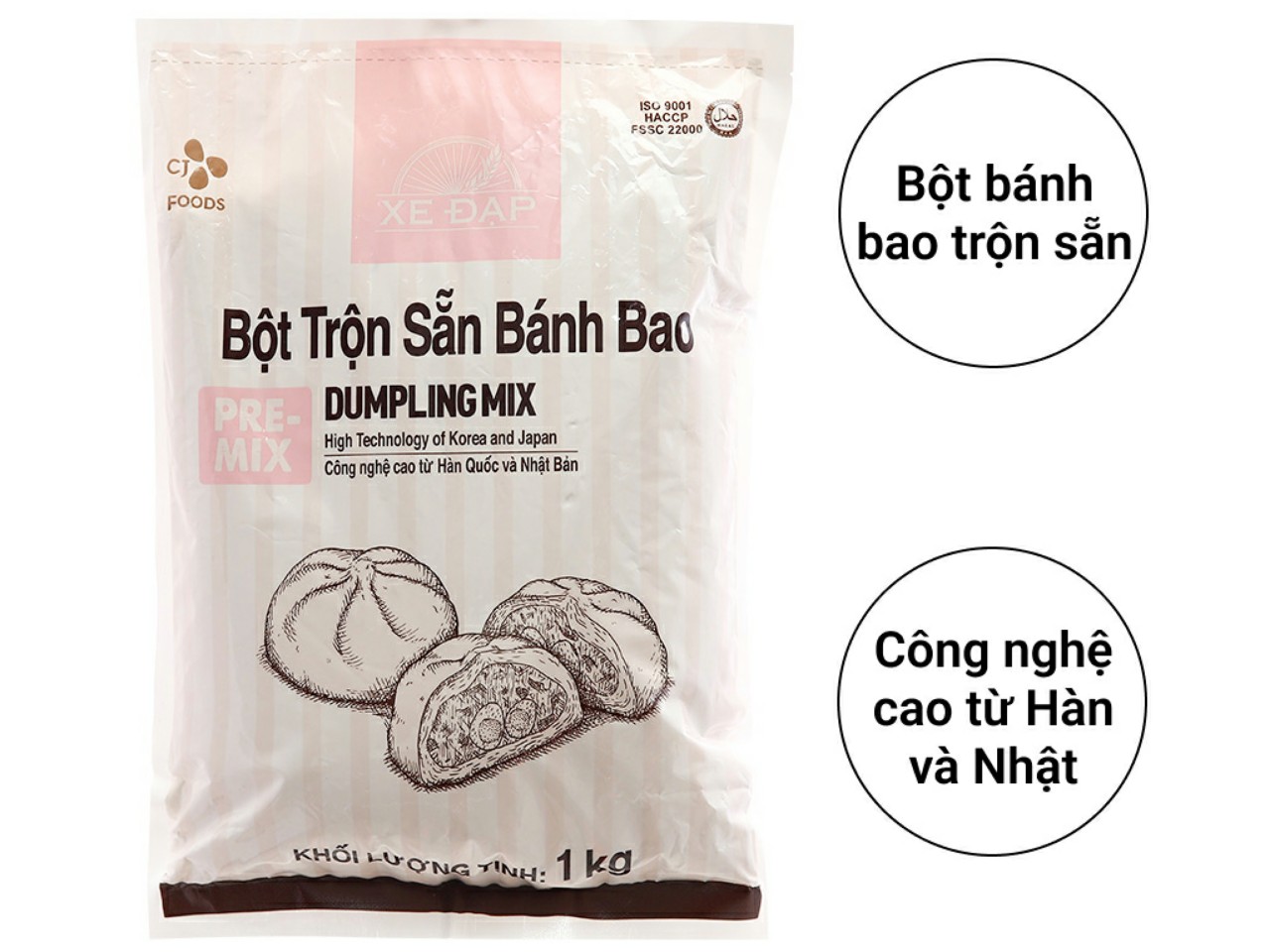 Bột bánh bao trộn sẵn Hàn Quốc hiệu Xe Đạp 1Kg