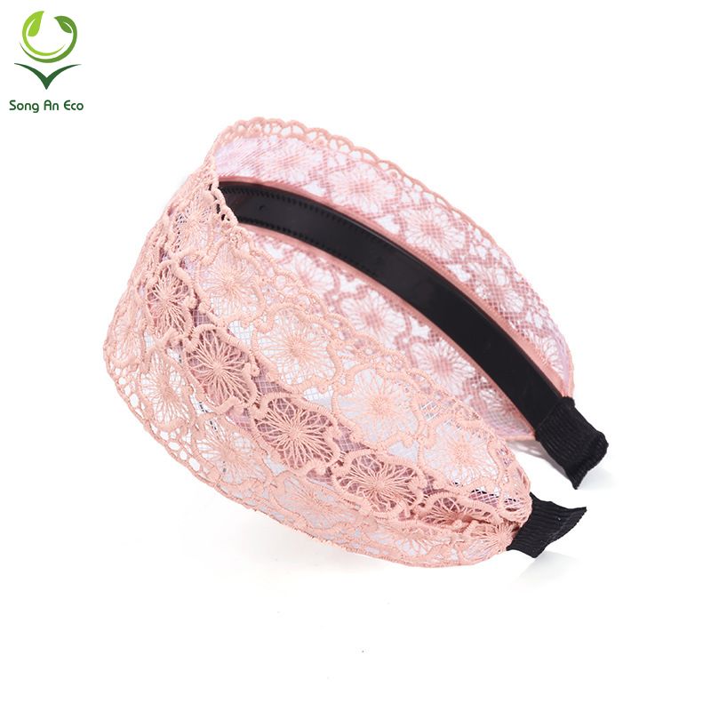 (5 màu) Bờm cài tóc bản to ren hoa dễ thương BN125