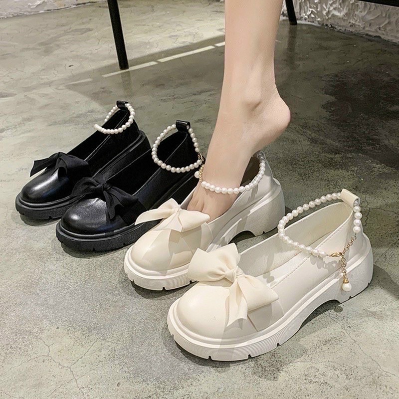 Giày Lolita Mũi Nơ Quai Ngọc ( fom rộng nên lùi size)