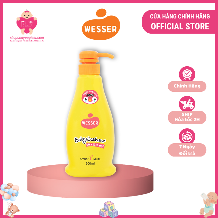 [HCM]Sữa Tắm Gội Wesser Baby Wash 2 In 1 - 500ml