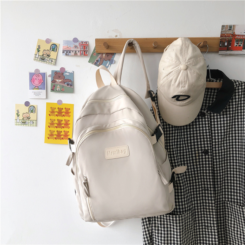 Balo Nữ Ulzzang Đi Học Basic Trơn Unisex Vải Dù Mịn Giá Rẻ BL05