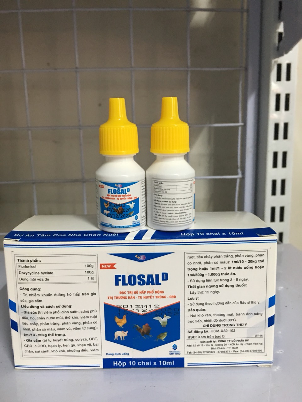 1 lọ flosal D (10ml) hen, khẹc, sưng phù đầu gà vịt
