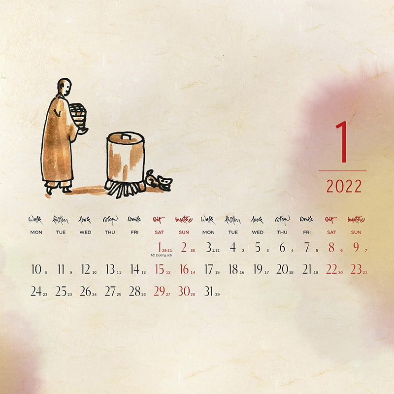Lịch Tường Thư Pháp Làng Mai 2022 - An Trú