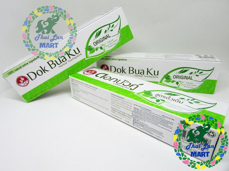 kem đánh răng thảo dược dok bua ku herbal toothpaste twin lotus thái lan 150 gam