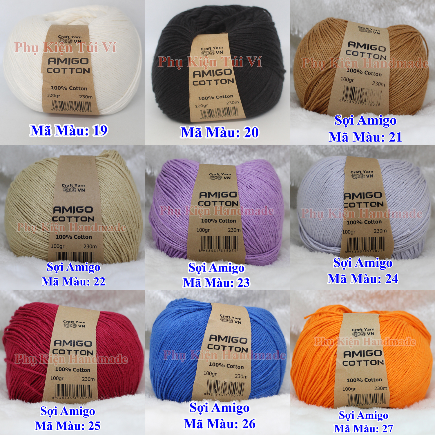Sợi Amigo 100% Cotton 56k/c (Màu 1- 36)