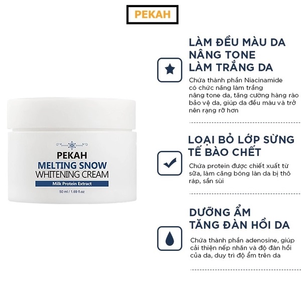 [Mẫu Mới Nhất] Kem Dưỡng PEKAH Melting Snow Whitening Cream 50ml - Dưỡng Da Trắng Hồng