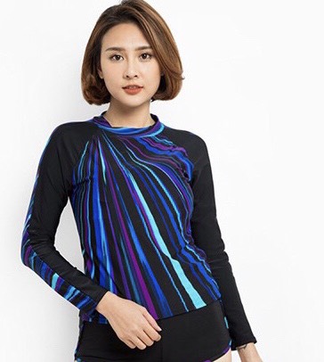 Bộ bơi dài tay sọc xanh