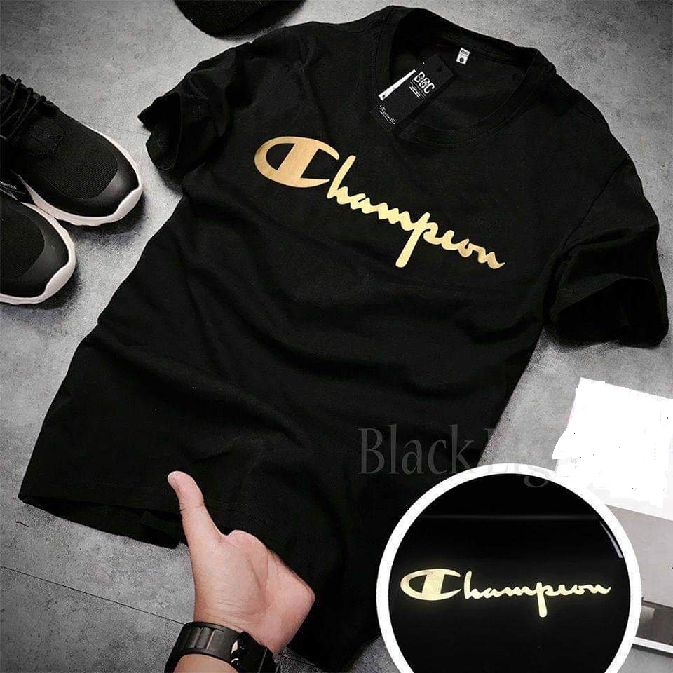 Áo thun nam Hàn Quốc in hình Champion độc đẹp vải dày mịn mát