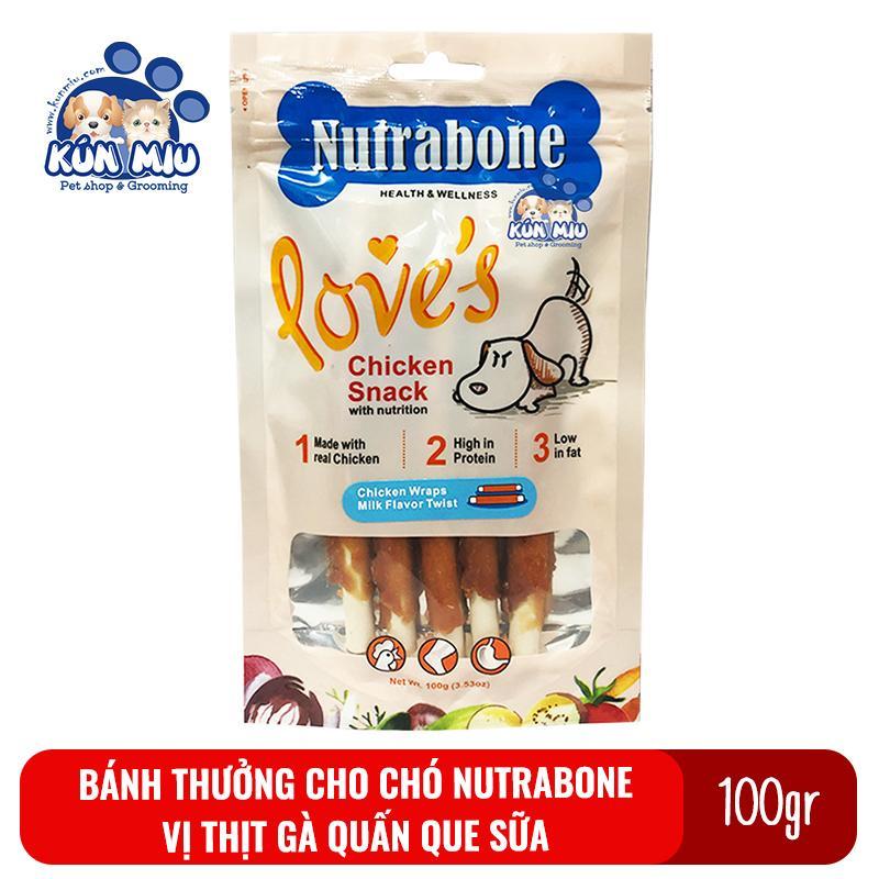 Bánh thưởng cho chó Nutrabone 100gr vị thịt gà và sữa - Chicken Wraps Milk Flavor Twist