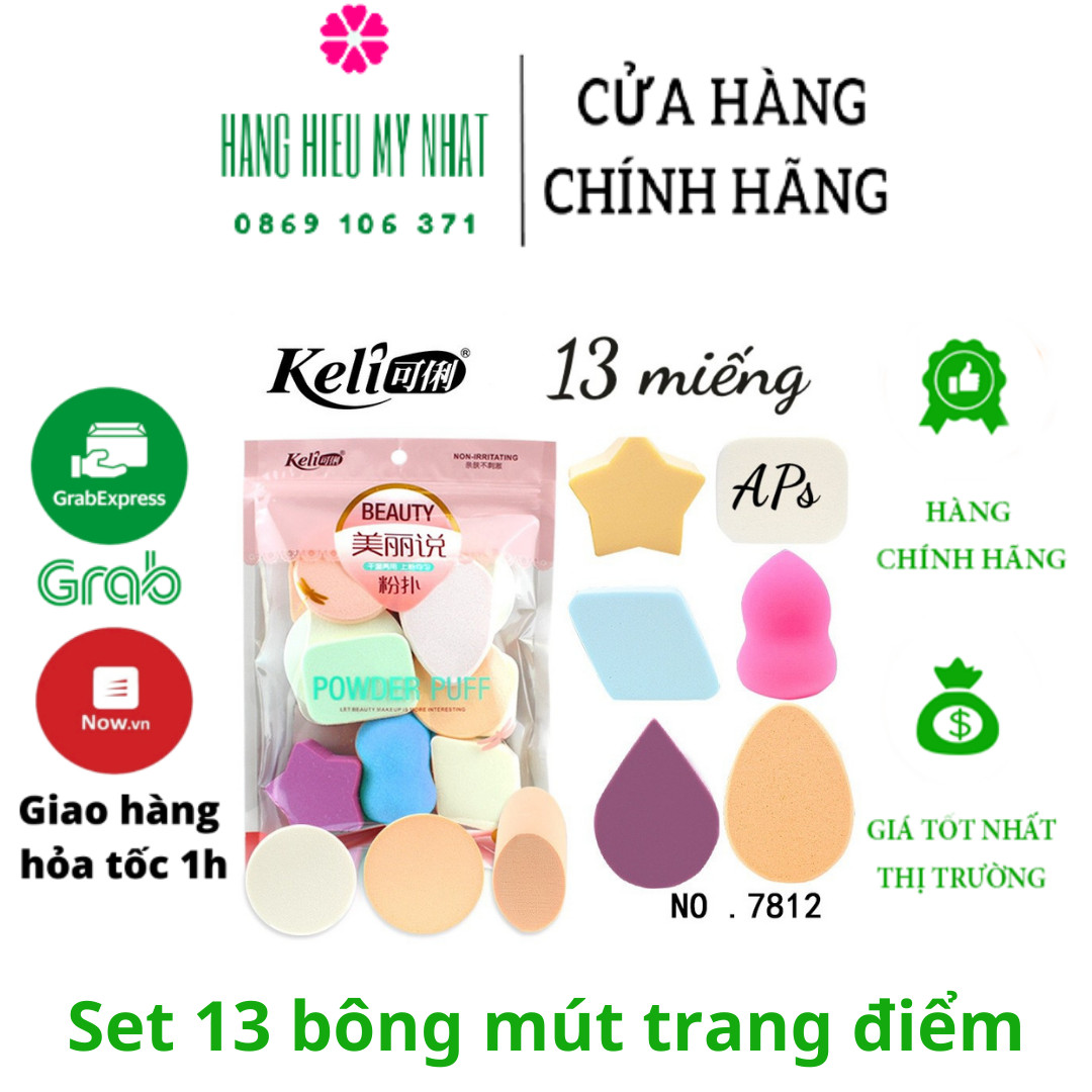 Set 13 bông mút trang điểm Keli