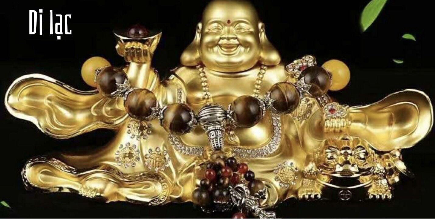 Tượng di lặc nâng vàng trang trí xe