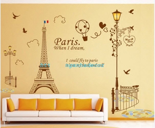 Combo of 2 Paris tower decal and Brown lighting column with glue of Binbin pk470